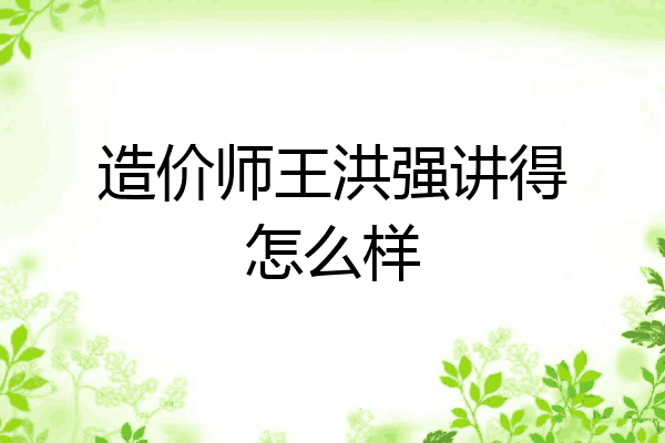 造价师王洪强讲得怎么样