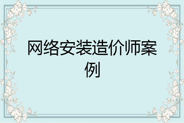 网络安装造价师案例