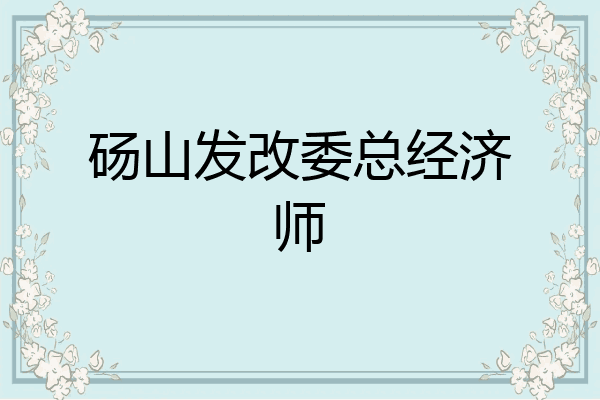 砀山发改委总经济师