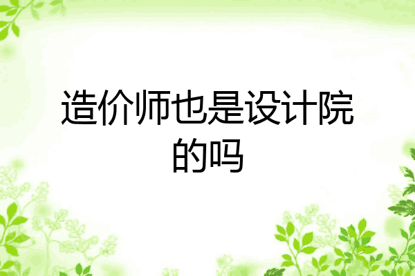 造价师也是设计院的吗