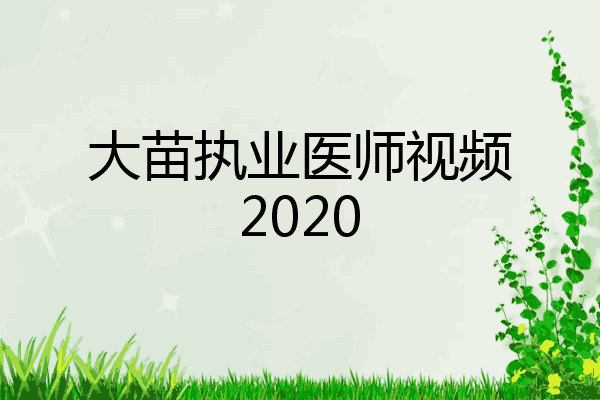大苗执业医师视频2020