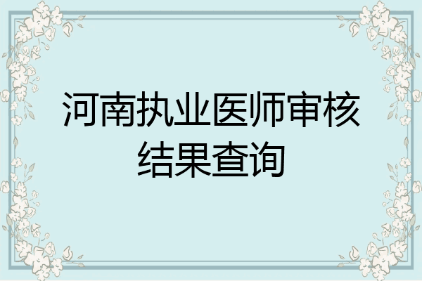 河南执业医师审核结果查询