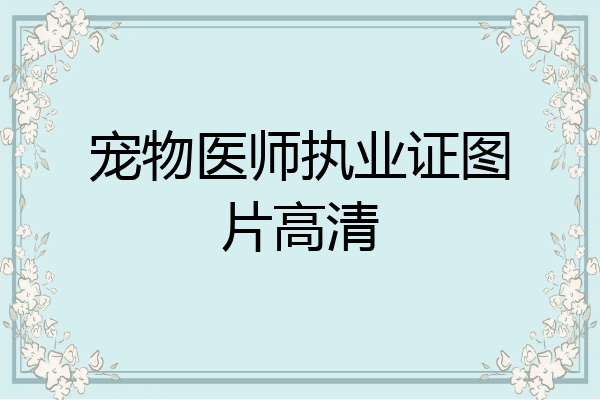 宠物医师执业证图片高清