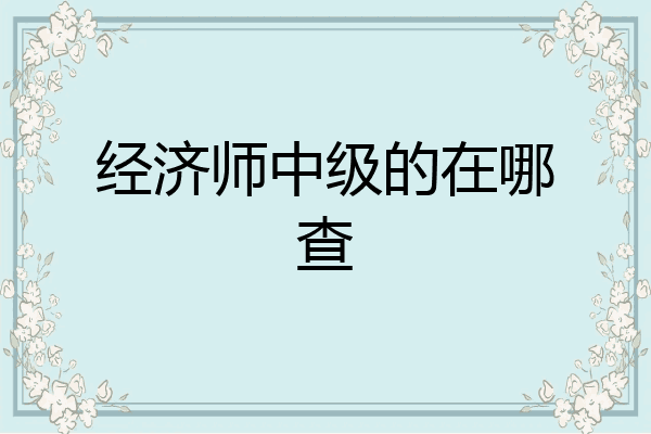 经济师中级的在哪查