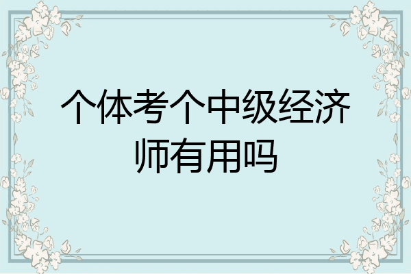 个体考个中级经济师有用吗