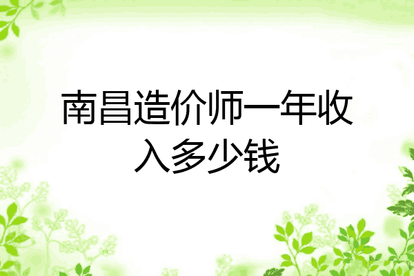 南昌造价师一年收入多少钱