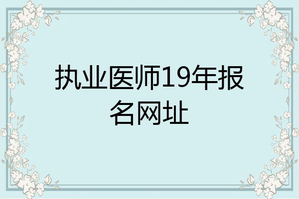 执业医师19年报名网址