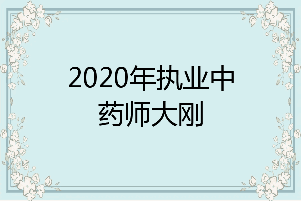 2020年执业中药师大刚