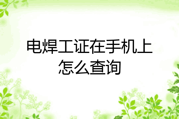 电焊工证在手机上怎么查询
