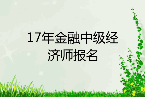 17年金融中级经济师报名