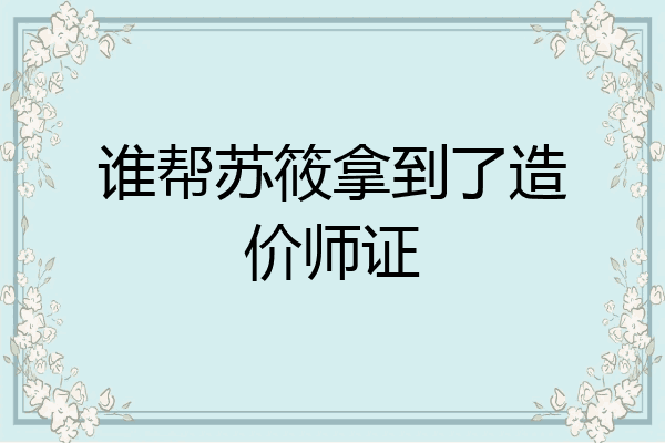 谁帮苏筱拿到了造价师证