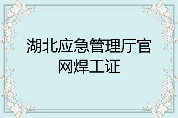 湖北应急管理厅官网焊工证