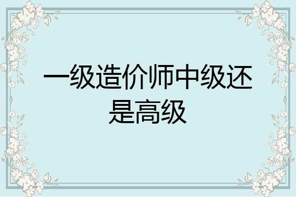 一级造价师中级还是高级