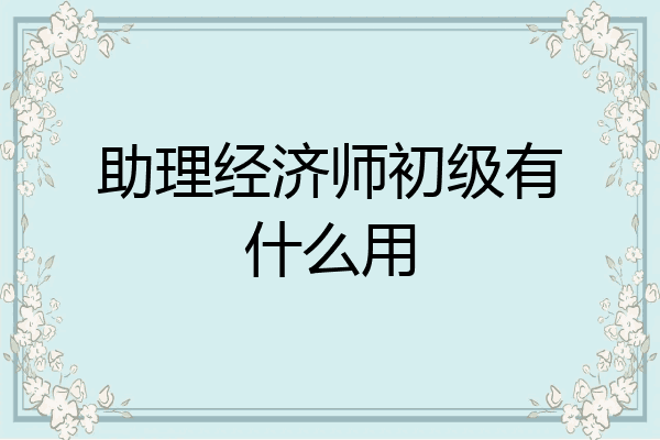 助理经济师初级有什么用