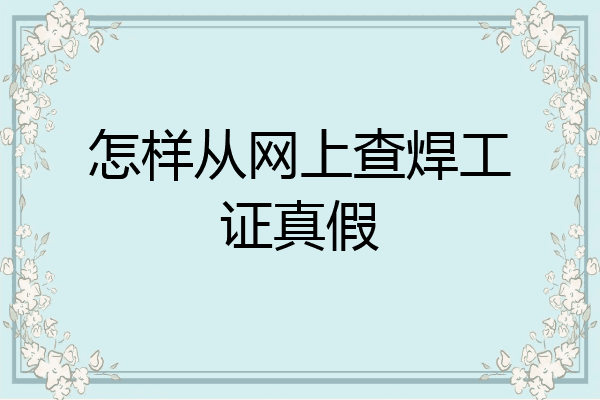 怎样从网上查焊工证真假