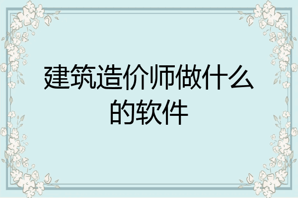 建筑造价师做什么的软件