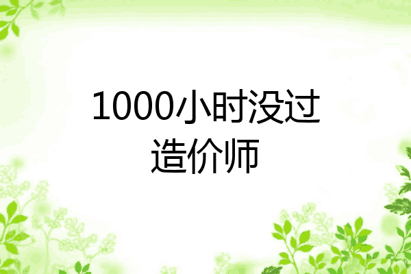 1000小时没过造价师