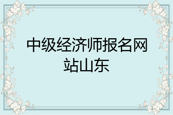中级经济师报名网站山东