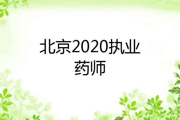 北京2020执业药师
