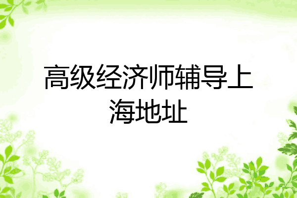 高级经济师辅导上海地址