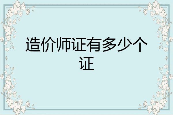 造价师证有多少个证
