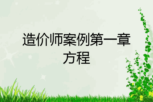 造价师案例第一章方程
