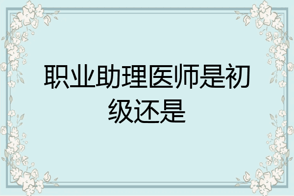 职业助理医师是初级还是