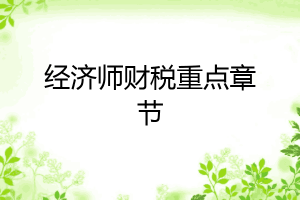 经济师财税重点章节