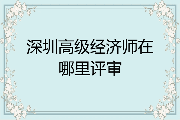 深圳高级经济师在哪里评审