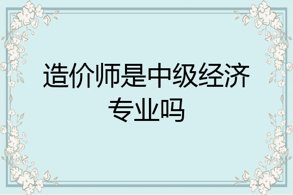 造价师是中级经济专业吗