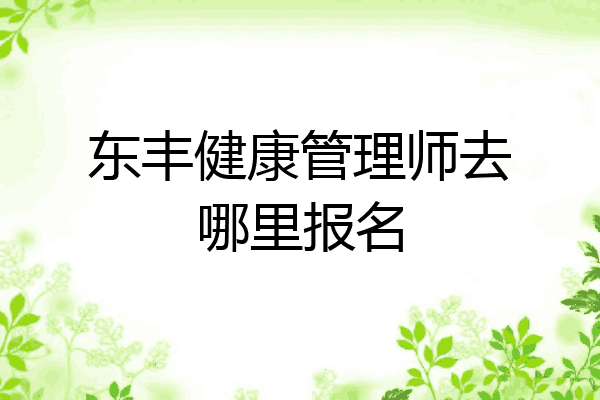 东丰健康管理师去哪里报名