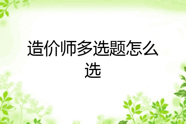 造价师多选题怎么选