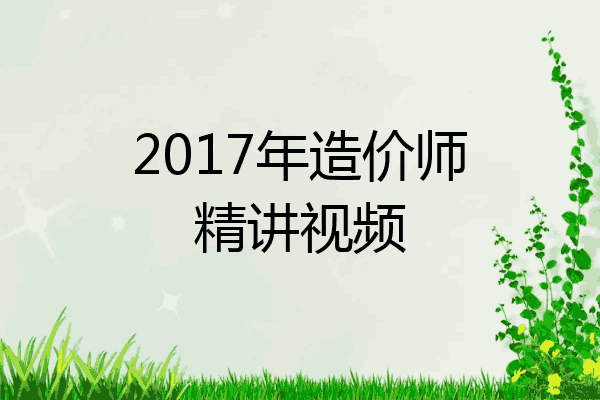 2017年造价师精讲视频