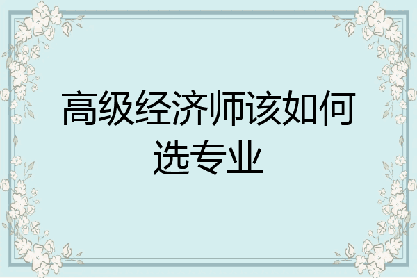 高级经济师该如何选专业