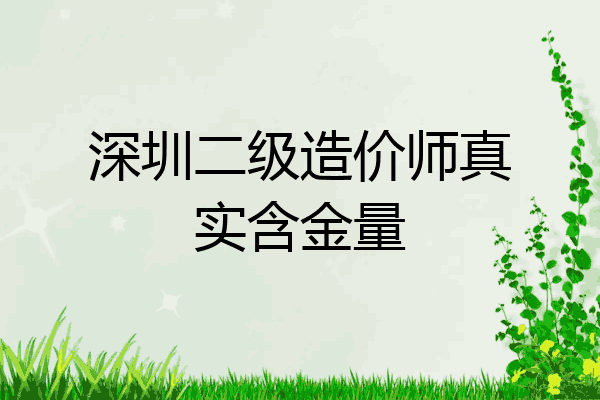深圳二级造价师真实含金量