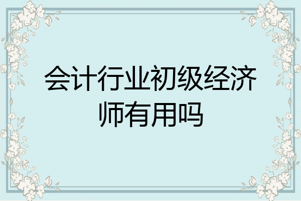 会计行业初级经济师有用吗