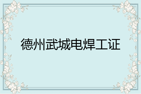德州武城电焊工证