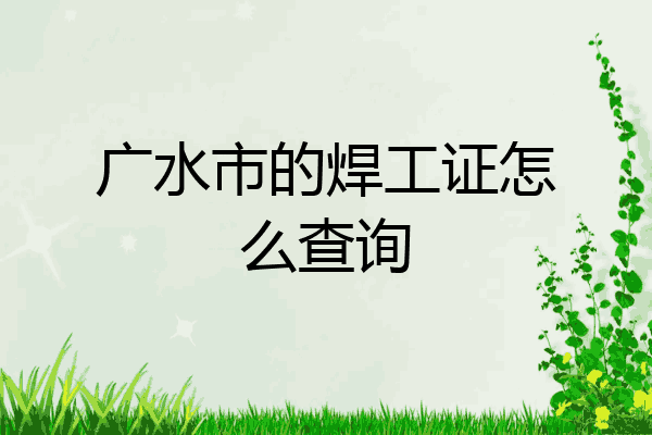 广水市的焊工证怎么查询