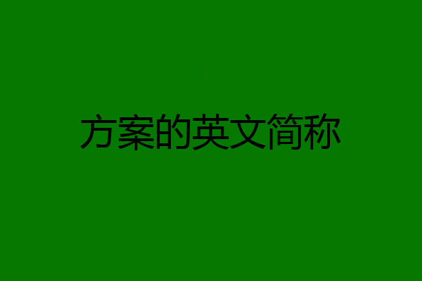 方案的英文简称
