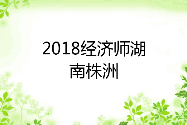 2018经济师湖南株洲