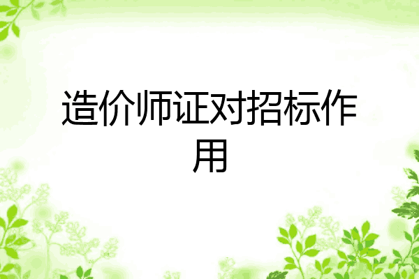 造价师证对招标作用