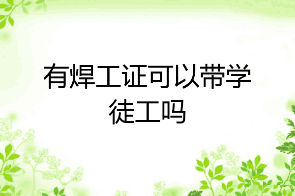 有焊工证可以带学徒工吗