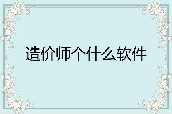 造价师个什么软件