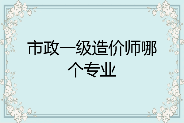 市政一级造价师哪个专业