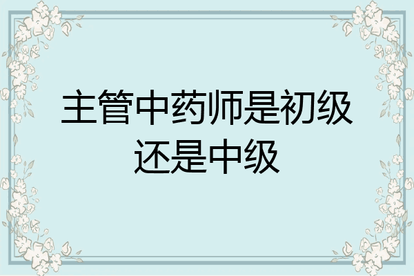 主管中药师是初级还是中级
