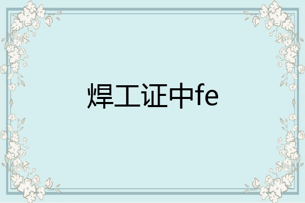 焊工证中fe