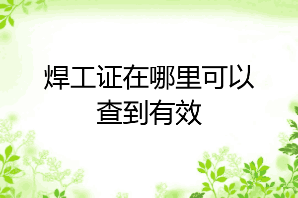 焊工证在哪里可以查到有效