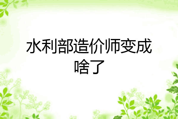 水利部造价师变成啥了