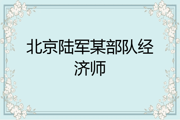 北京陆军某部队经济师
