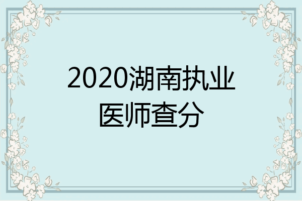2020湖南执业医师查分